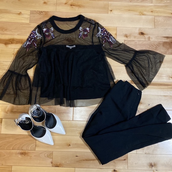 Nordstrom Willow & Clay Blouse Sheer Top xsmall - Picture 2 of 7